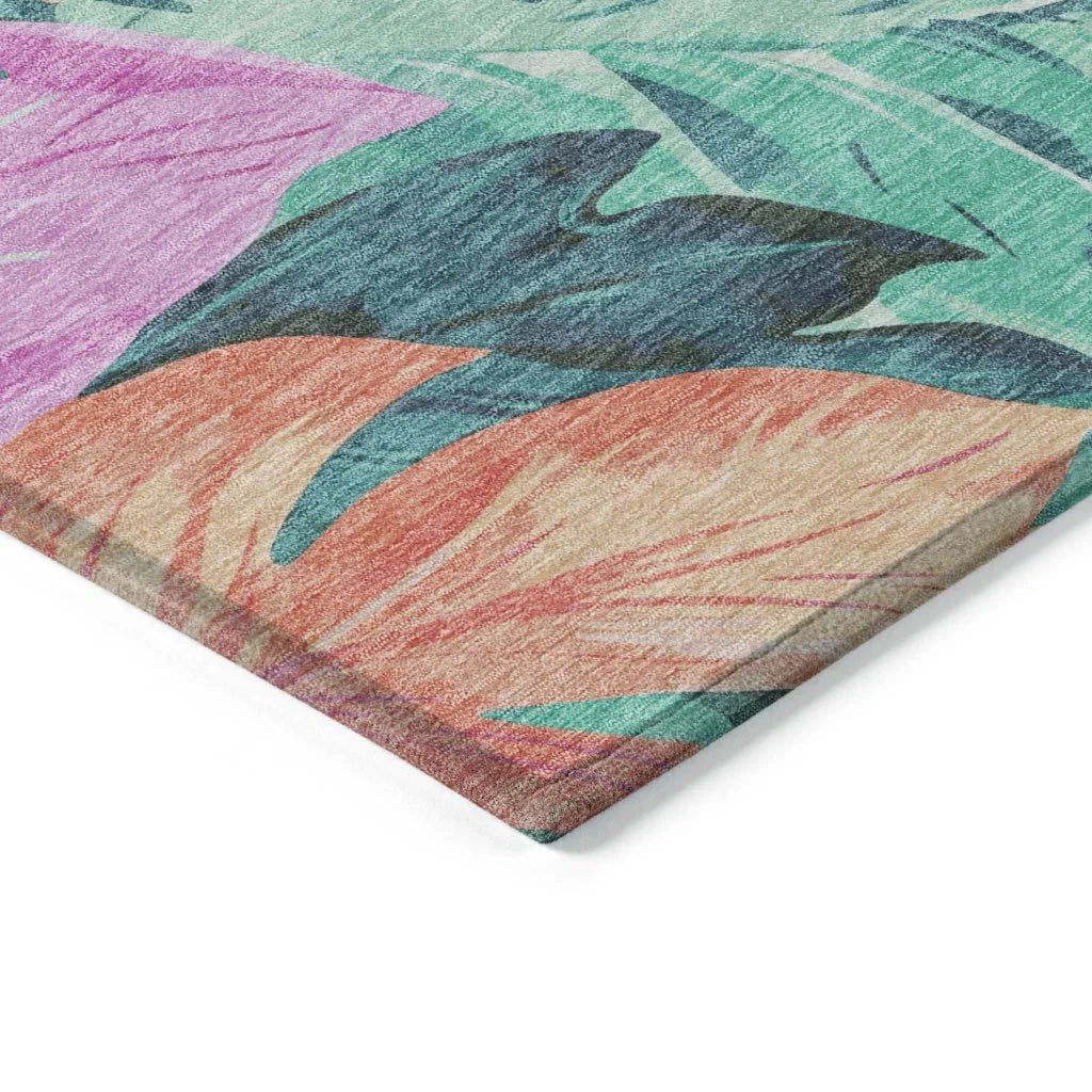 LOOMLAN Rugs Twystra Teal Washable Indoor-Outdoor Rug