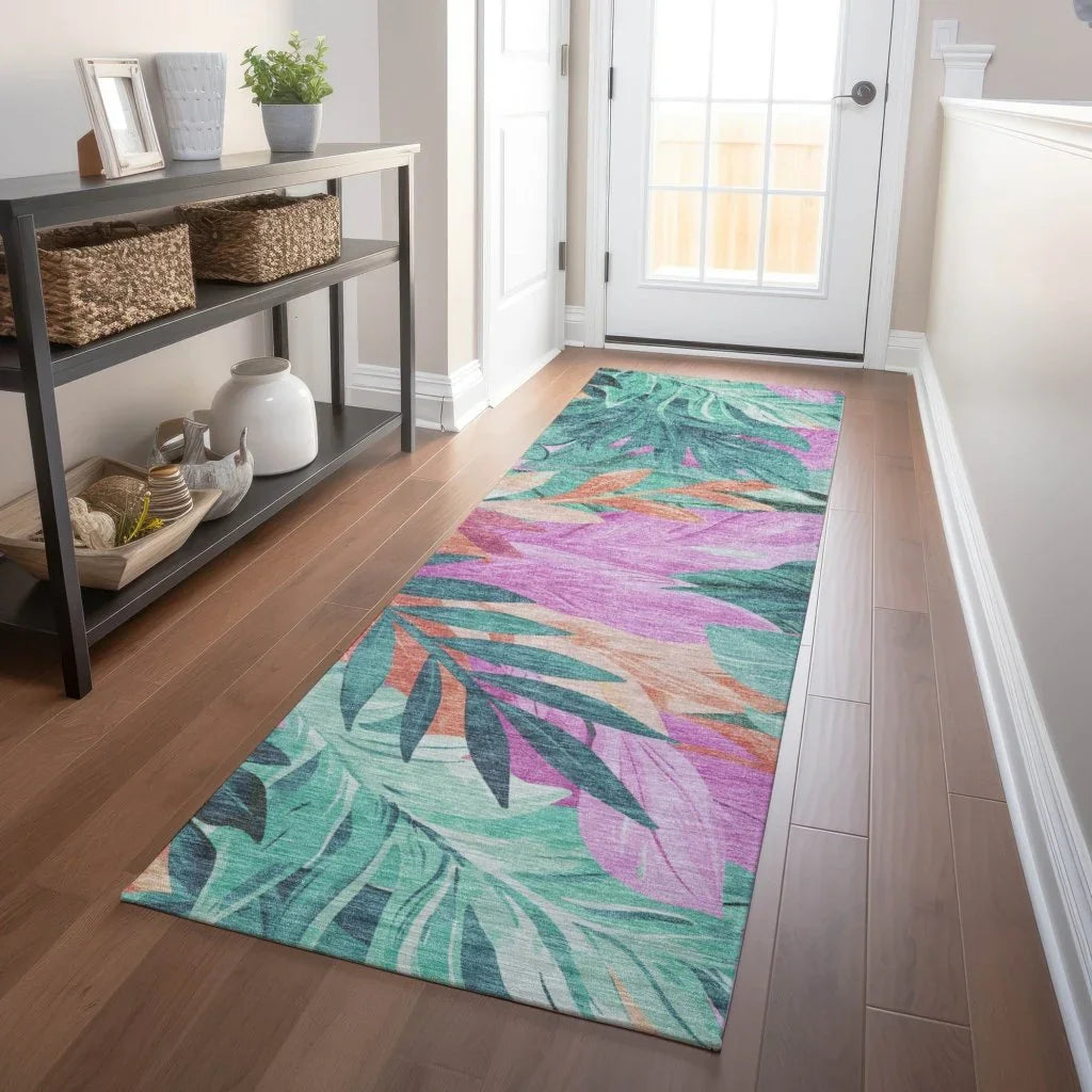 LOOMLAN Rugs Twystra Teal Washable Indoor-Outdoor Rug