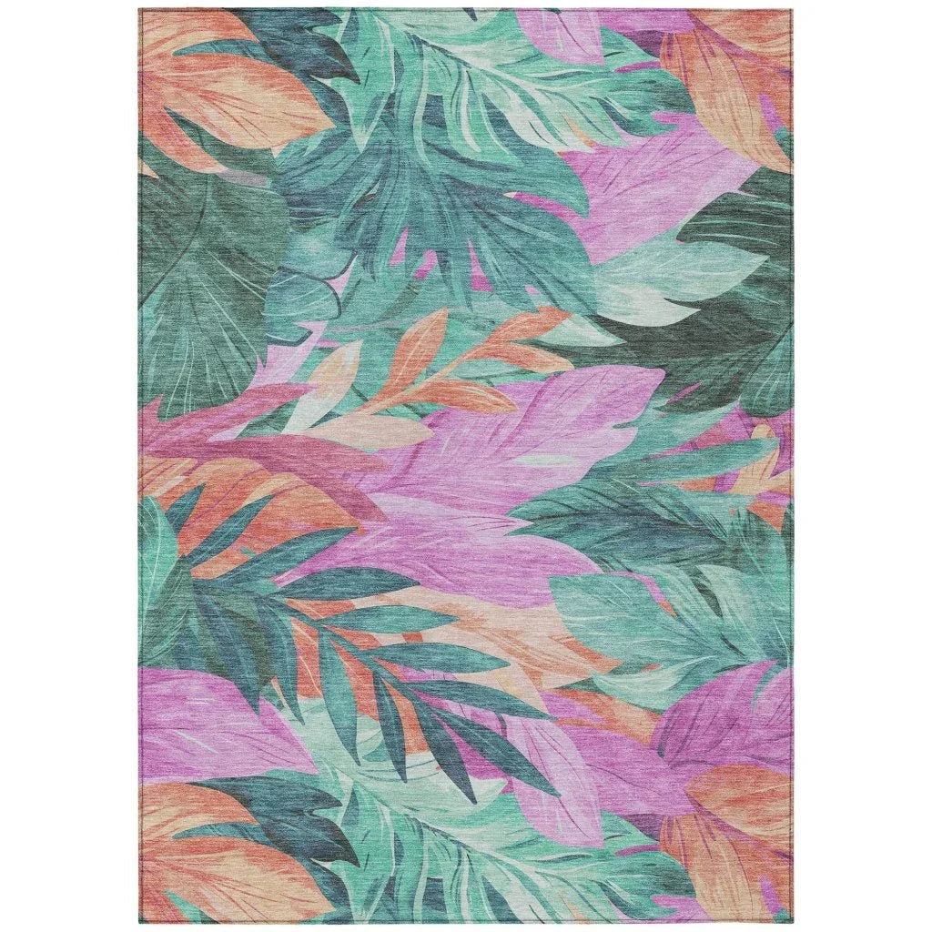 LOOMLAN Rugs Twystra Teal Washable Indoor-Outdoor Rug