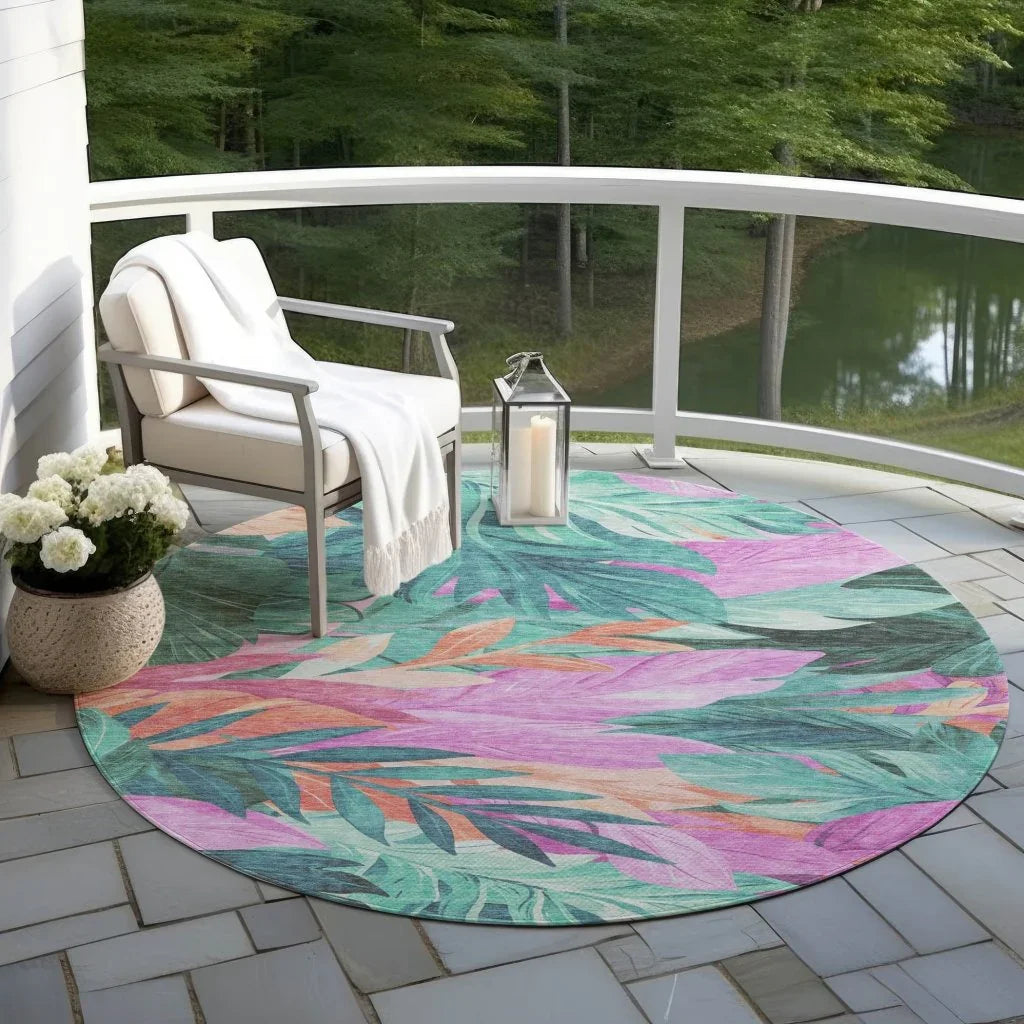 LOOMLAN Rugs Twystra Teal Washable Indoor-Outdoor Rug
