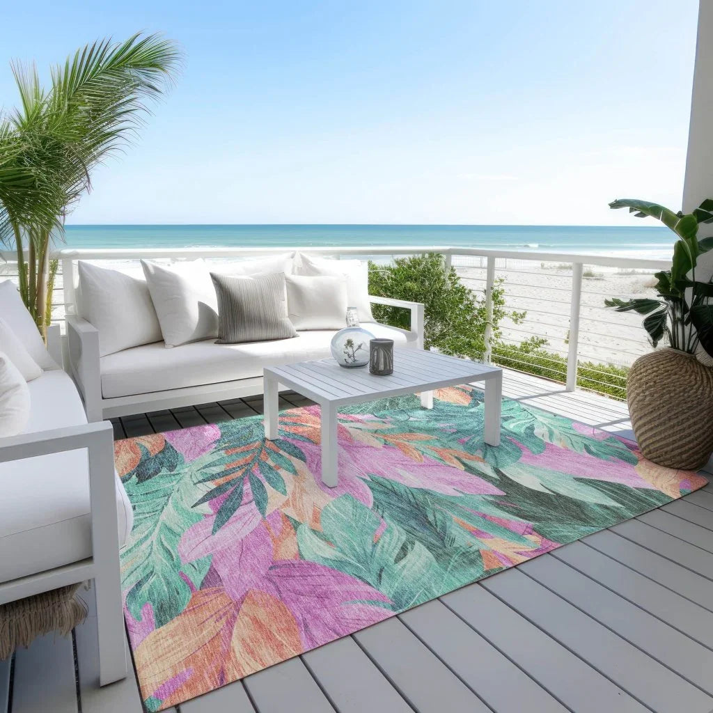 LOOMLAN Rugs Twystra Teal Washable Indoor-Outdoor Rug