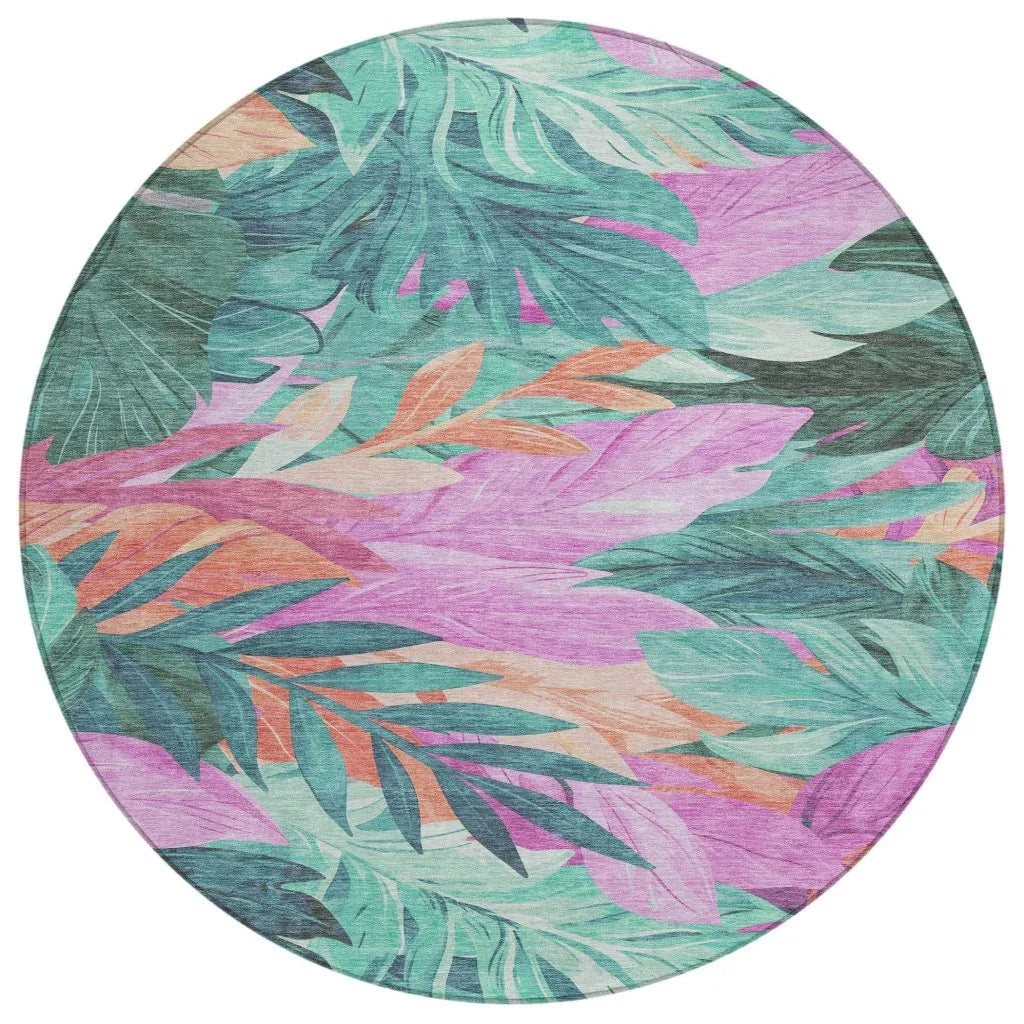 LOOMLAN Rugs Twystra Teal Washable Indoor-Outdoor Rug