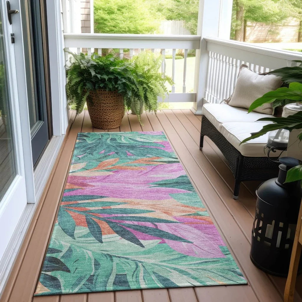 LOOMLAN Rugs Twystra Teal Washable Indoor-Outdoor Rug