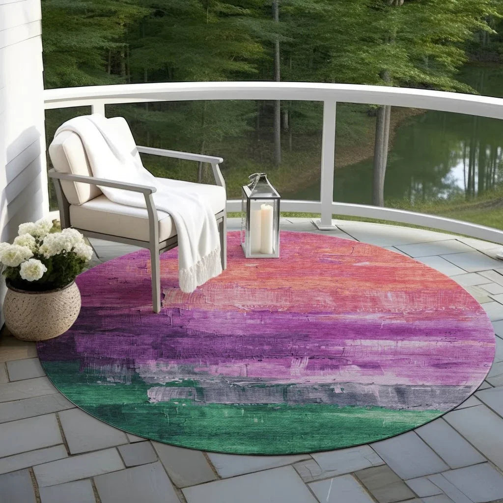 LOOMLAN Rugs Umberelle Purple Washable Indoor-Outdoor Rug