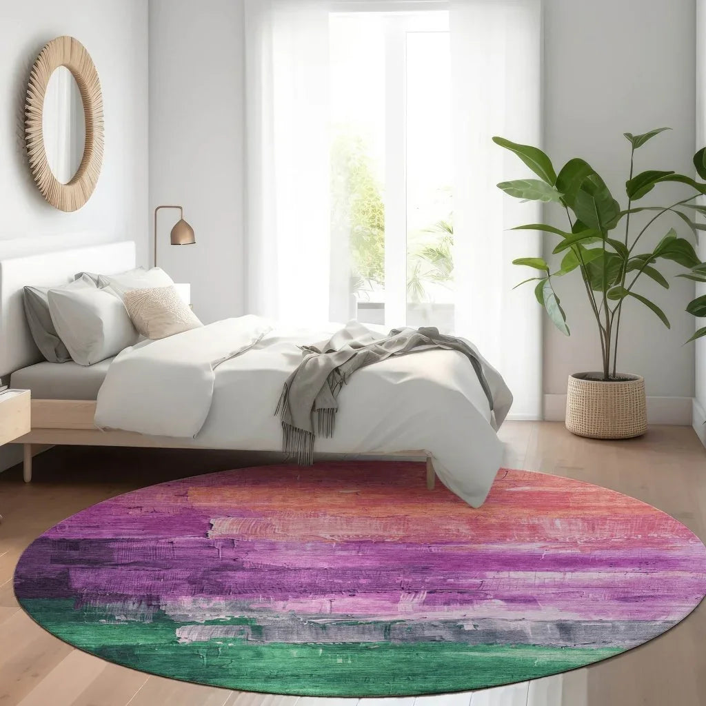LOOMLAN Rugs Umberelle Purple Washable Indoor-Outdoor Rug