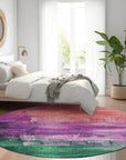 LOOMLAN Rugs Umberelle Purple Washable Indoor-Outdoor Rug
