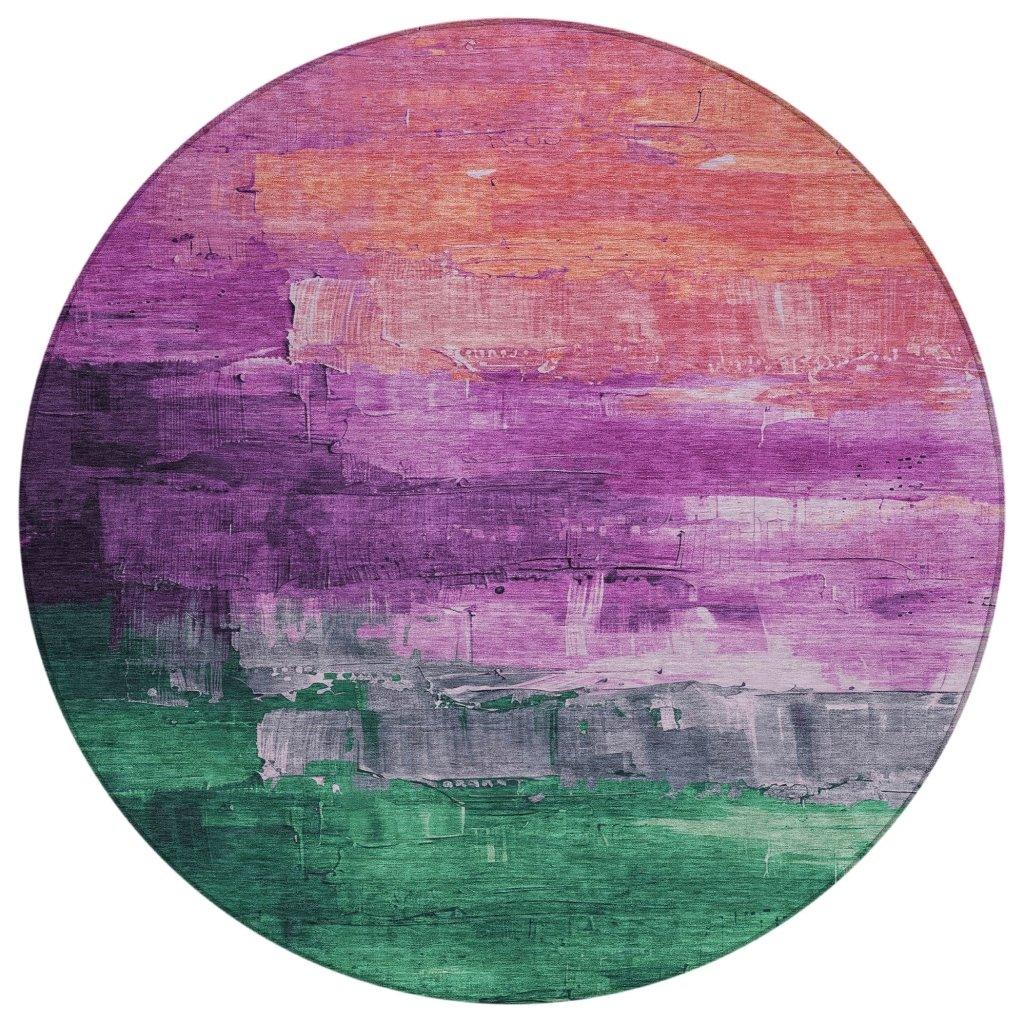 LOOMLAN Rugs Umberelle Purple Washable Indoor-Outdoor Rug