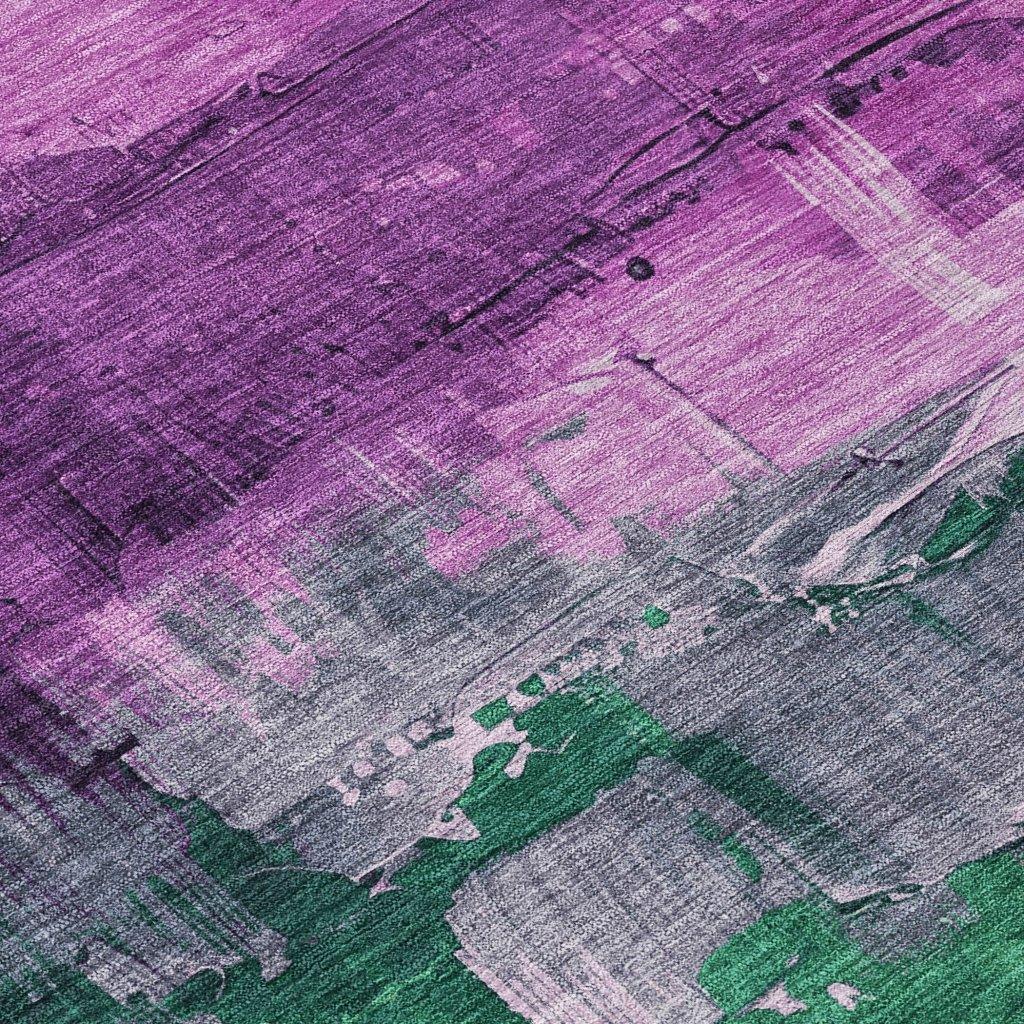 LOOMLAN Rugs Umberelle Purple Washable Indoor-Outdoor Rug