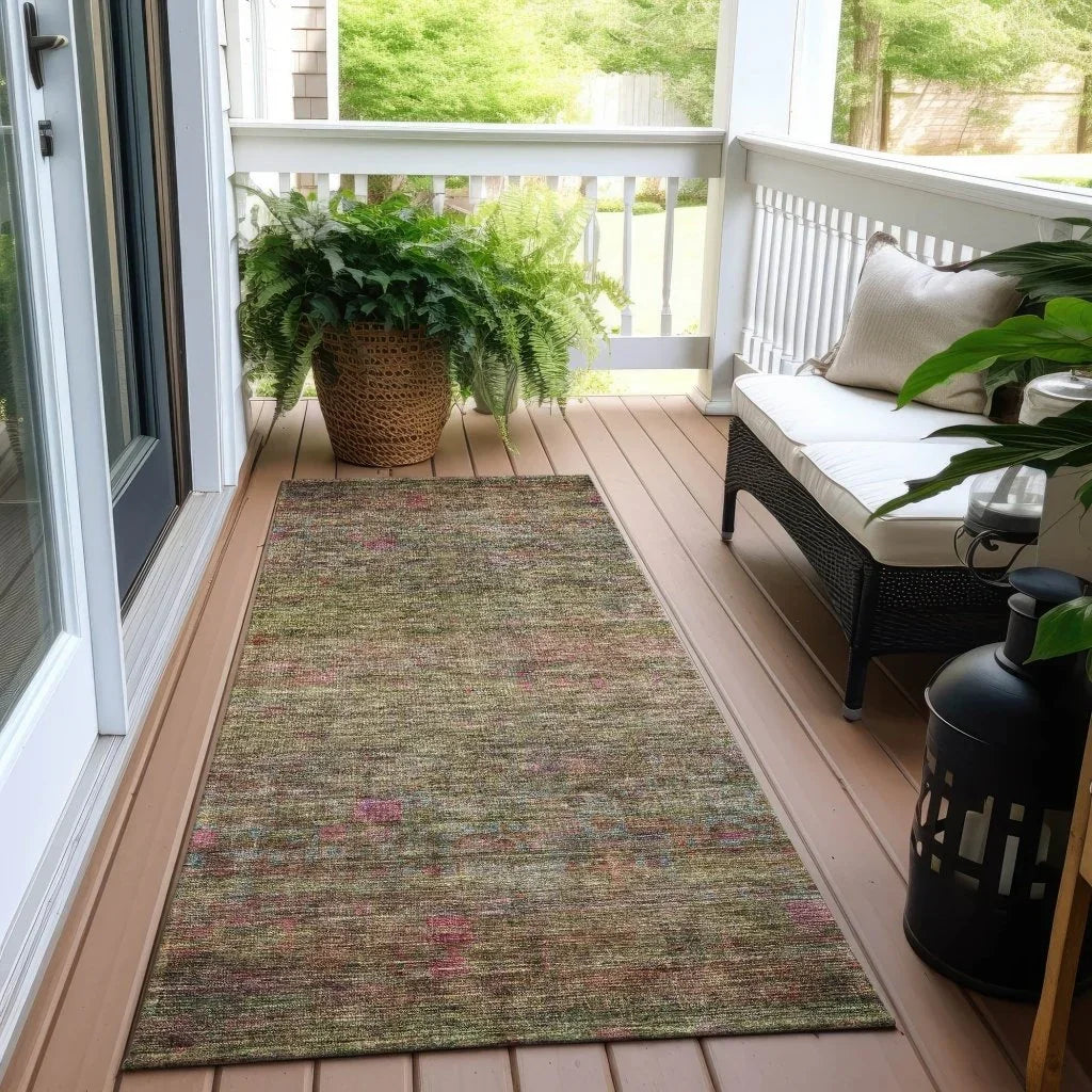 LOOMLAN Rugs Umbrea Green Washable Indoor-Outdoor Rug