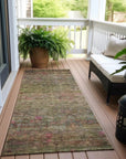 LOOMLAN Rugs Umbrea Green Washable Indoor-Outdoor Rug
