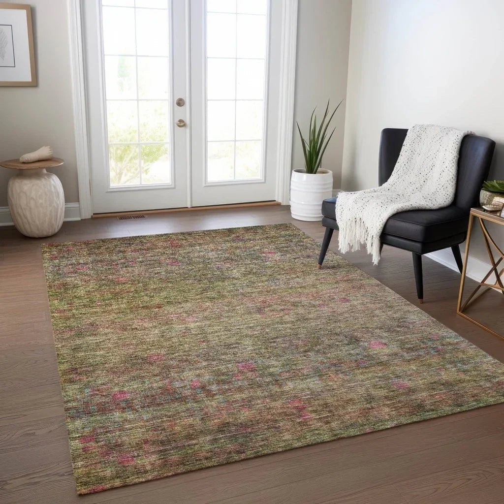 LOOMLAN Rugs Umbrea Green Washable Indoor-Outdoor Rug