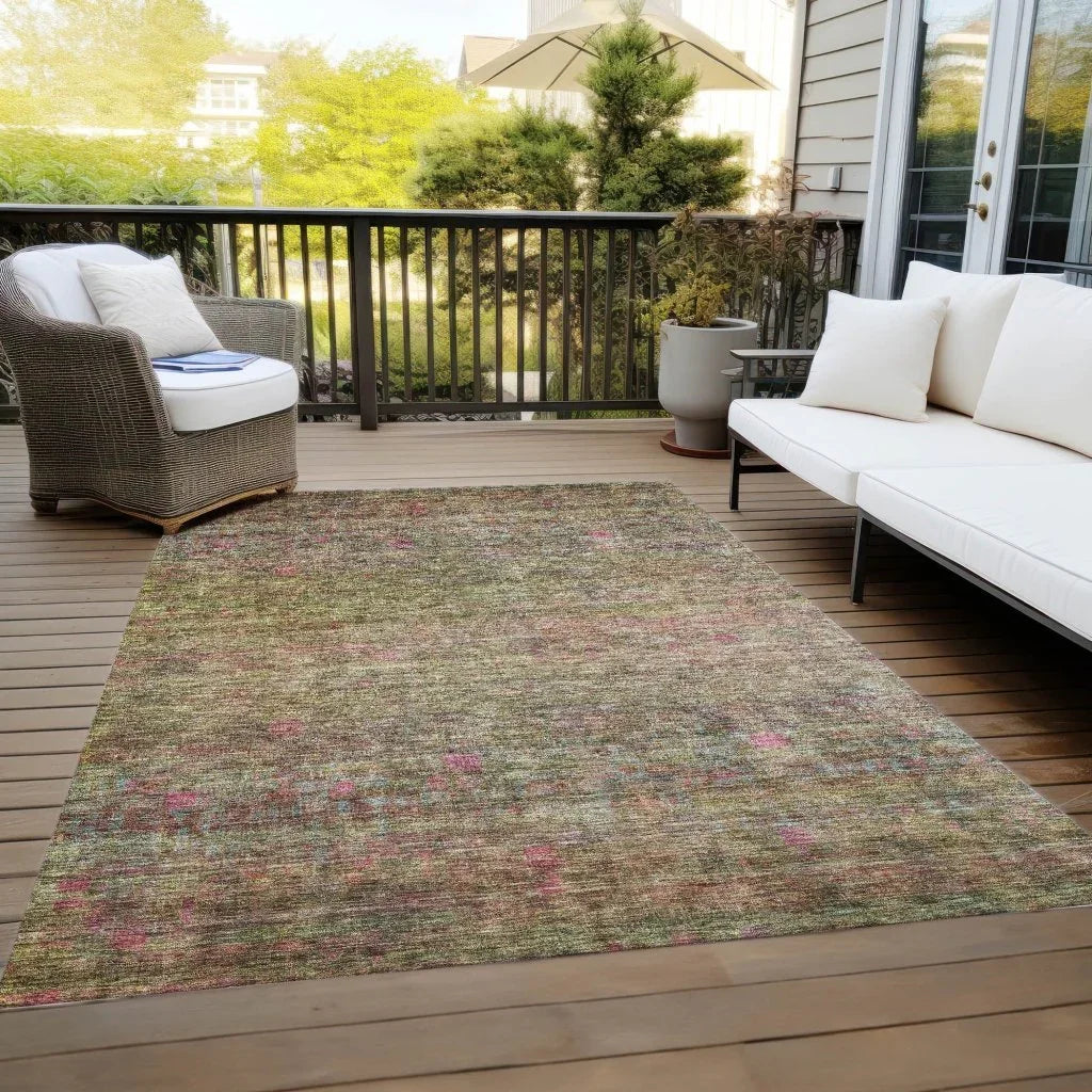 LOOMLAN Rugs Umbrea Green Washable Indoor-Outdoor Rug