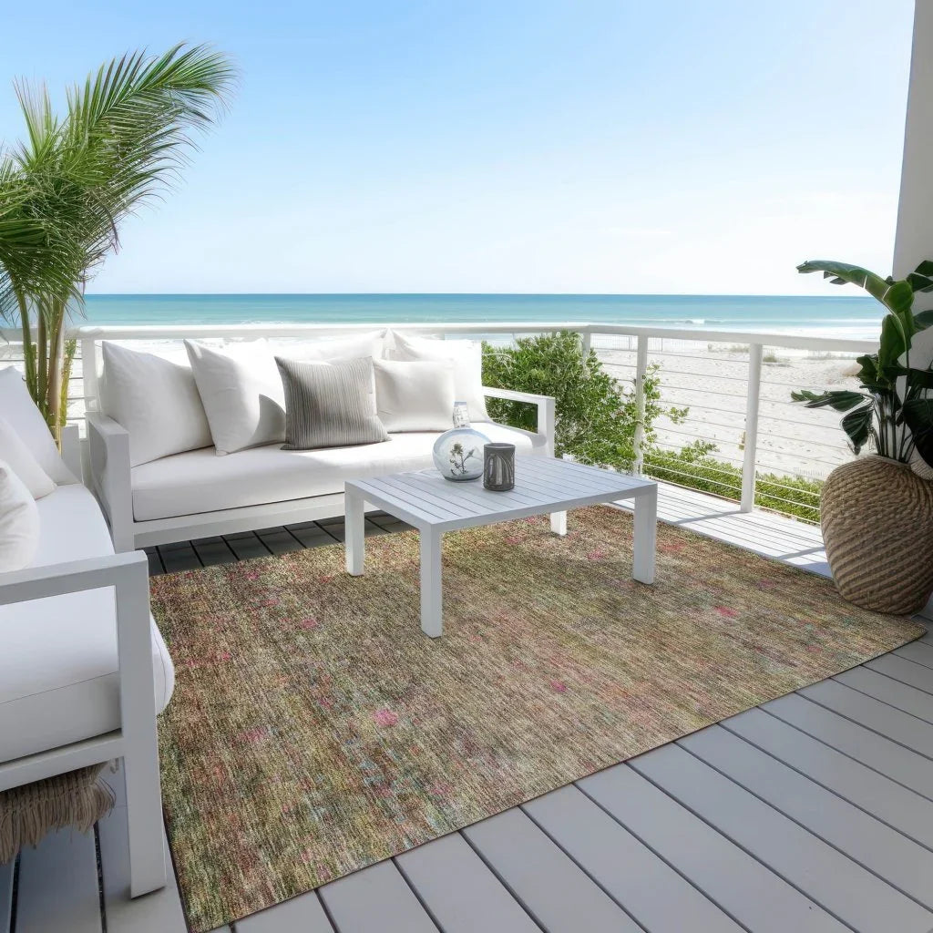LOOMLAN Rugs Umbrea Green Washable Indoor-Outdoor Rug