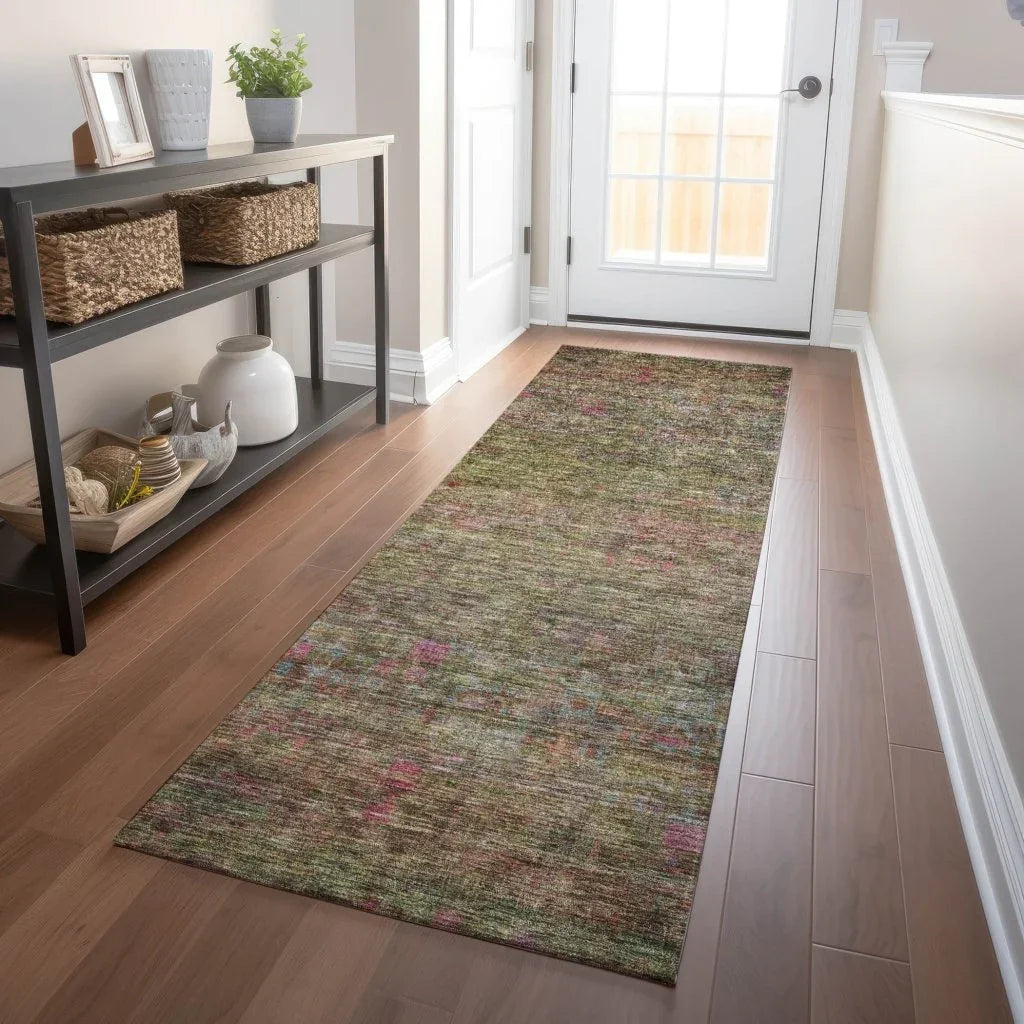 LOOMLAN Rugs Umbrea Green Washable Indoor-Outdoor Rug