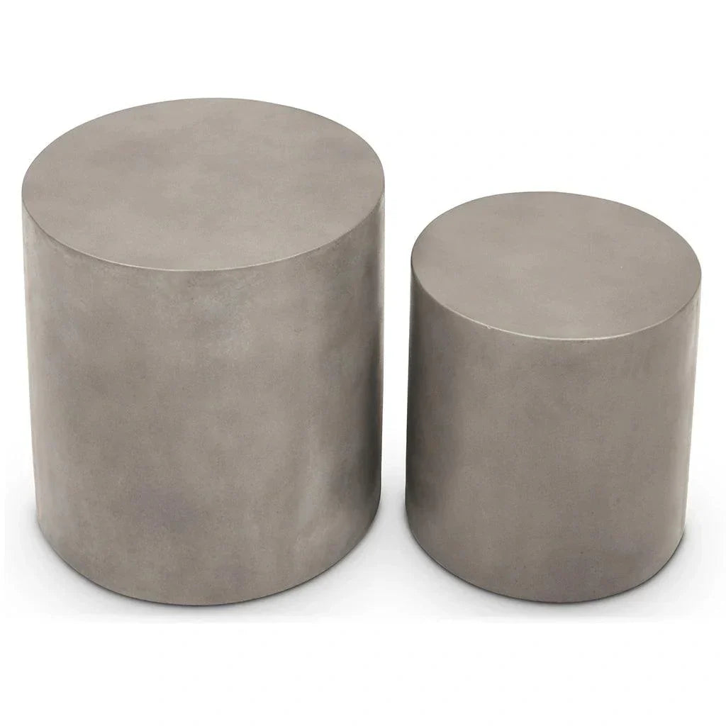 Una Concrete Round Garden Stools (Set of 2) - LOOMLAN - Urbia - Garden Stools