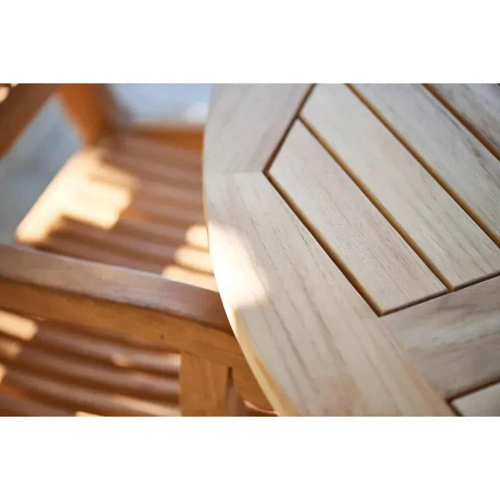 Valencia Round Teak Outdoor Folding Table Umbrella Hole - LOOMLAN - HiTeak - Outdoor Bistro Tables