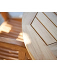 Valencia Round Teak Outdoor Folding Table Umbrella Hole - LOOMLAN - HiTeak - Outdoor Bistro Tables