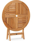 Valencia Round Teak Outdoor Folding Table Umbrella Hole - LOOMLAN - HiTeak - Outdoor Bistro Tables