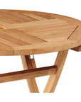 Valencia Round Teak Outdoor Folding Table Umbrella Hole - LOOMLAN - HiTeak - Outdoor Bistro Tables