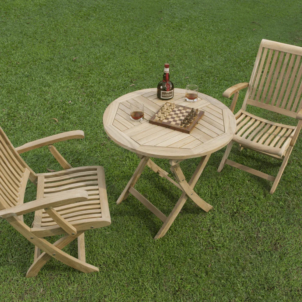 Valencia Teak Oudoor Round Bistro Set 3PC - LOOMLAN - HiTeak - Outdoor Bistro Sets