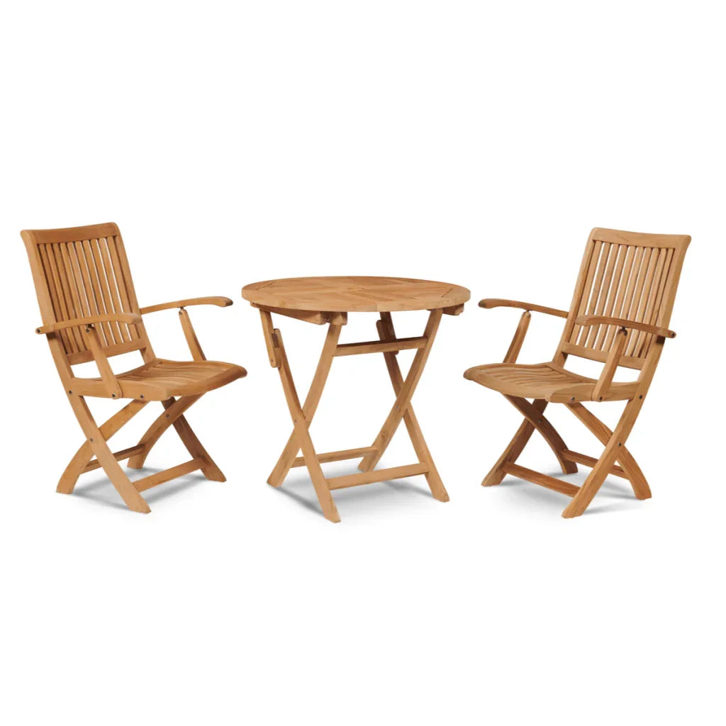 Valencia Teak Oudoor Round Bistro Set 3PC - LOOMLAN - HiTeak - Outdoor Bistro Sets