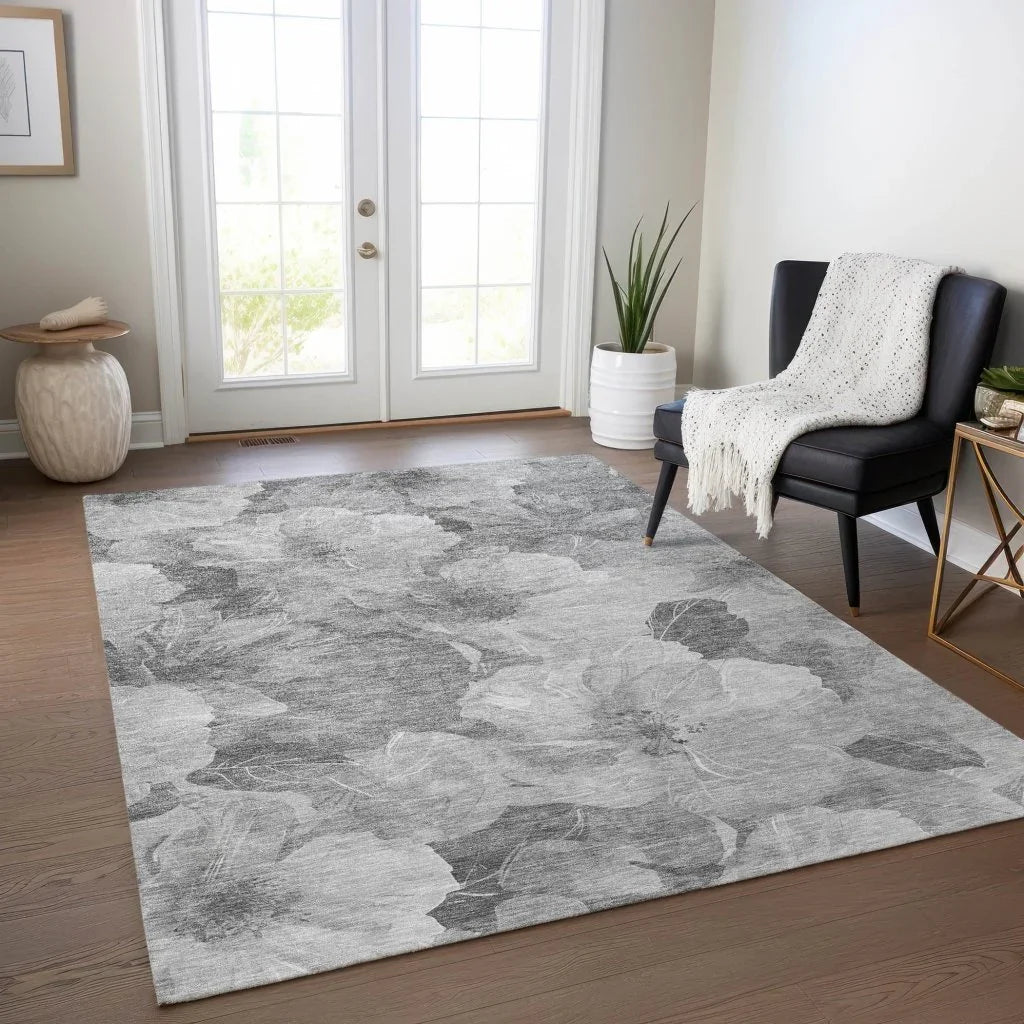 LOOMLAN Rugs Valmera Gray Washable Indoor-Outdoor Rug