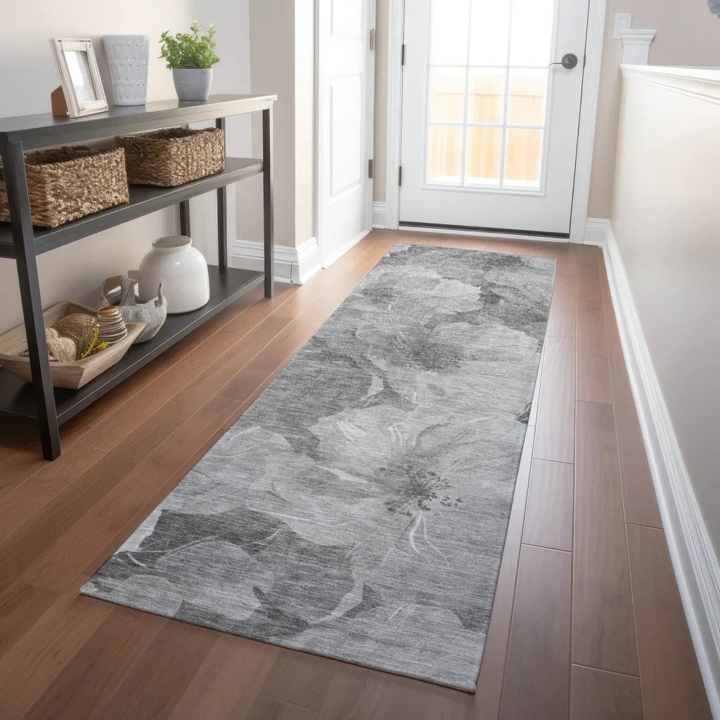 LOOMLAN Rugs Valmera Gray Washable Indoor-Outdoor Rug