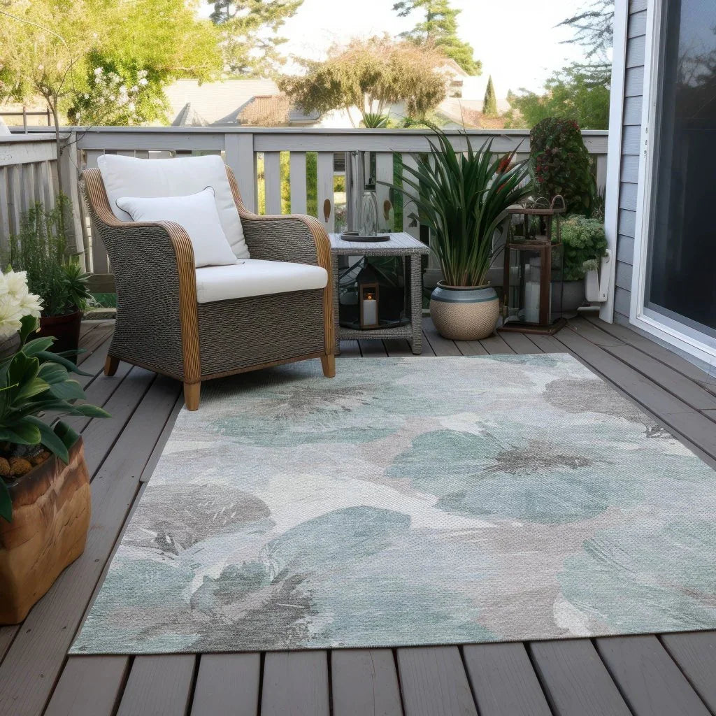 LOOMLAN Rugs Valtoria Blue Washable Indoor-Outdoor Rug