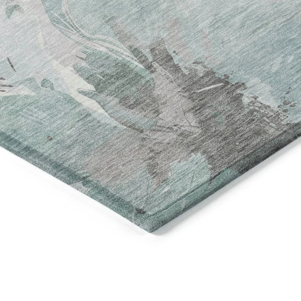 LOOMLAN Rugs Valtoria Blue Washable Indoor-Outdoor Rug