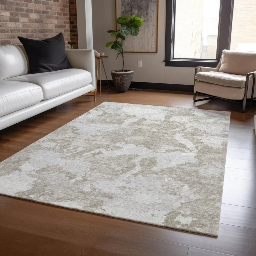 LOOMLAN Rugs Vantar Brown Washable Indoor-Outdoor Rug