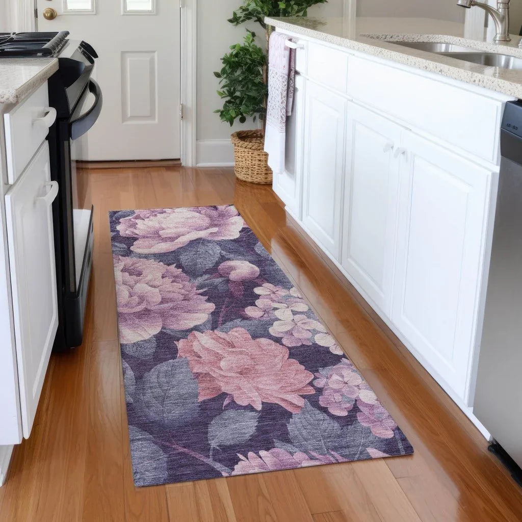 LOOMLAN Rugs Vashira Pink Washable Indoor-Outdoor Rug