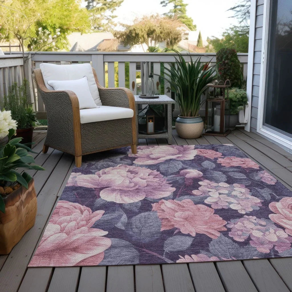 LOOMLAN Rugs Vashira Pink Washable Indoor-Outdoor Rug