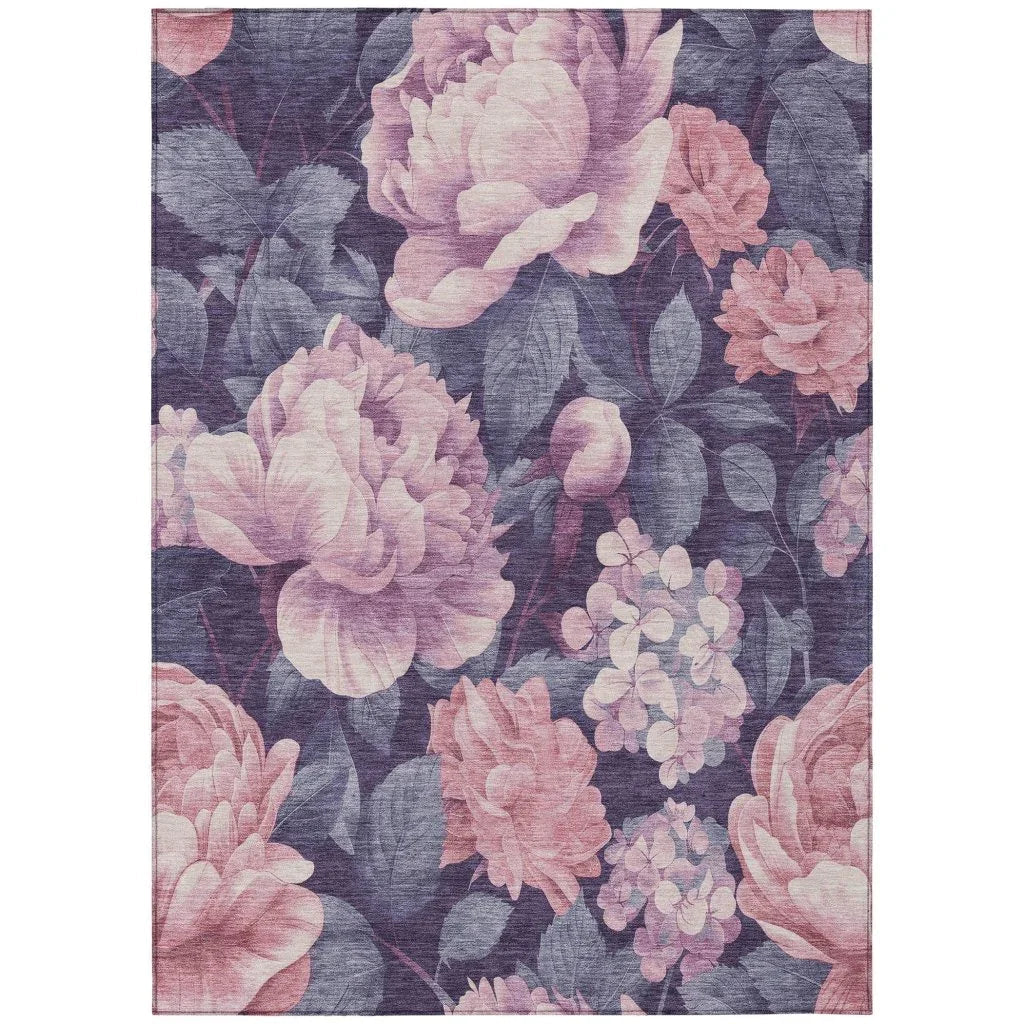 LOOMLAN Rugs Vashira Pink Washable Indoor-Outdoor Rug