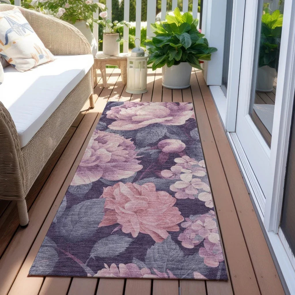 LOOMLAN Rugs Vashira Pink Washable Indoor-Outdoor Rug