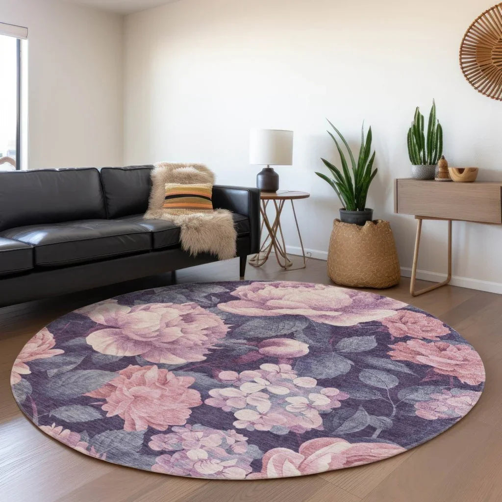 LOOMLAN Rugs Vashira Pink Washable Indoor-Outdoor Rug