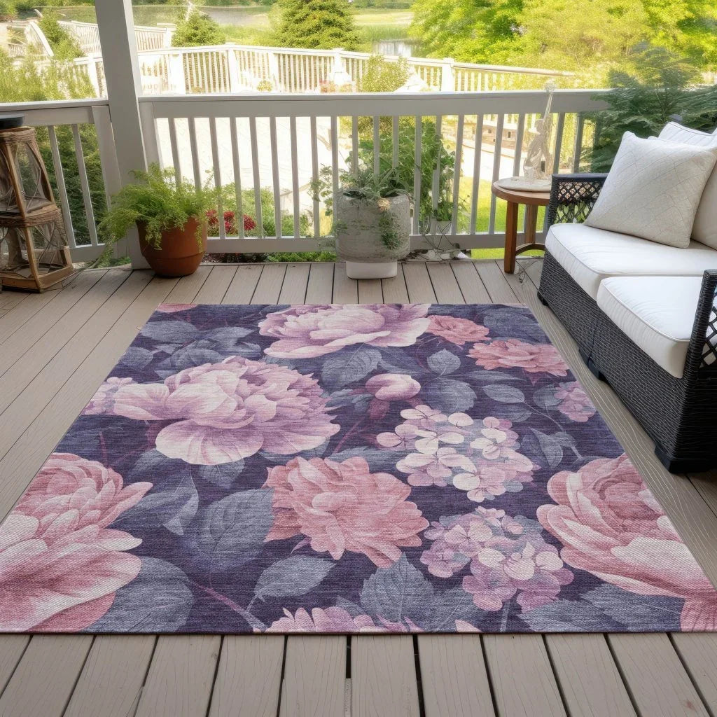LOOMLAN Rugs Vashira Pink Washable Indoor-Outdoor Rug