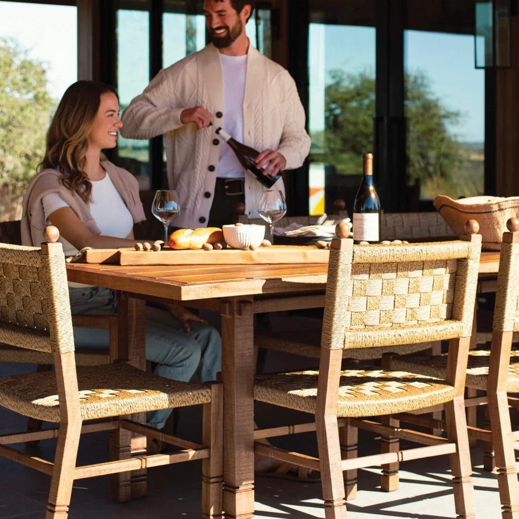 Vaterra Teak And Rattan Patio Dining Table - LOOMLAN - Seasonal Living - Outdoor Dining Tables