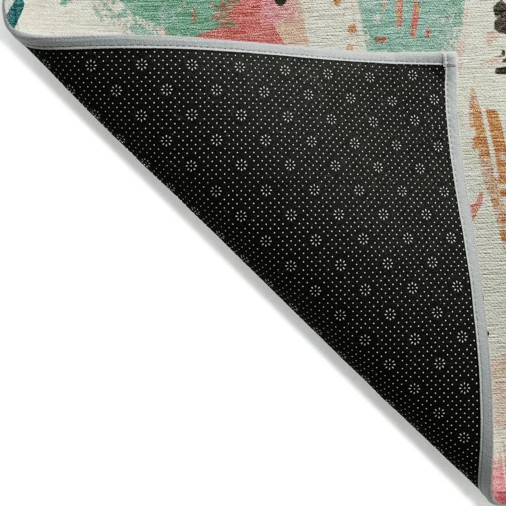 LOOMLAN Rugs Veldorah Ivory Washable Indoor-Outdoor Rug
