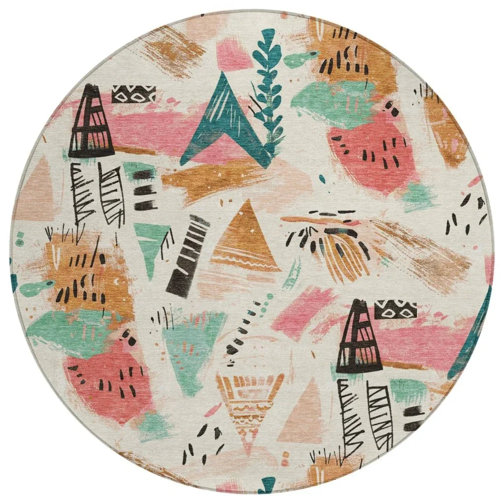 LOOMLAN Rugs Veldorah Ivory Washable Indoor-Outdoor Rug