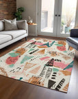 LOOMLAN Rugs Veldorah Ivory Washable Indoor-Outdoor Rug