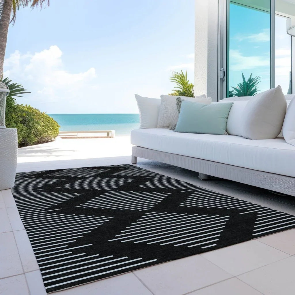 LOOMLAN Rugs Velina Black Washable Indoor-Outdoor Rug