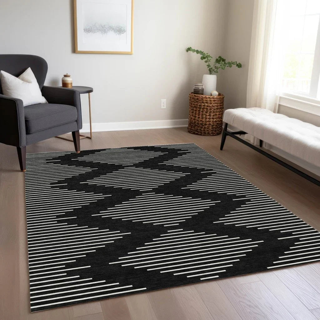LOOMLAN Rugs Velina Black Washable Indoor-Outdoor Rug
