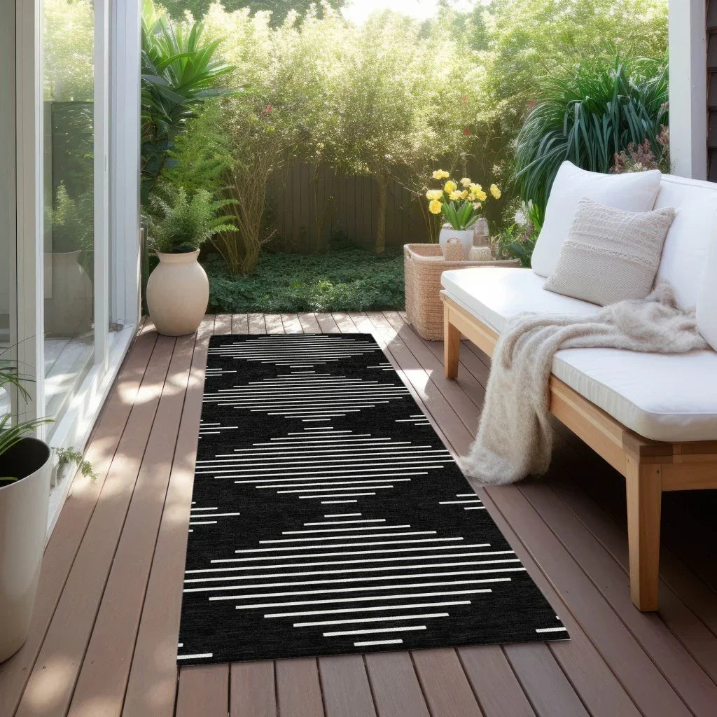 LOOMLAN Rugs Velina Black Washable Indoor-Outdoor Rug