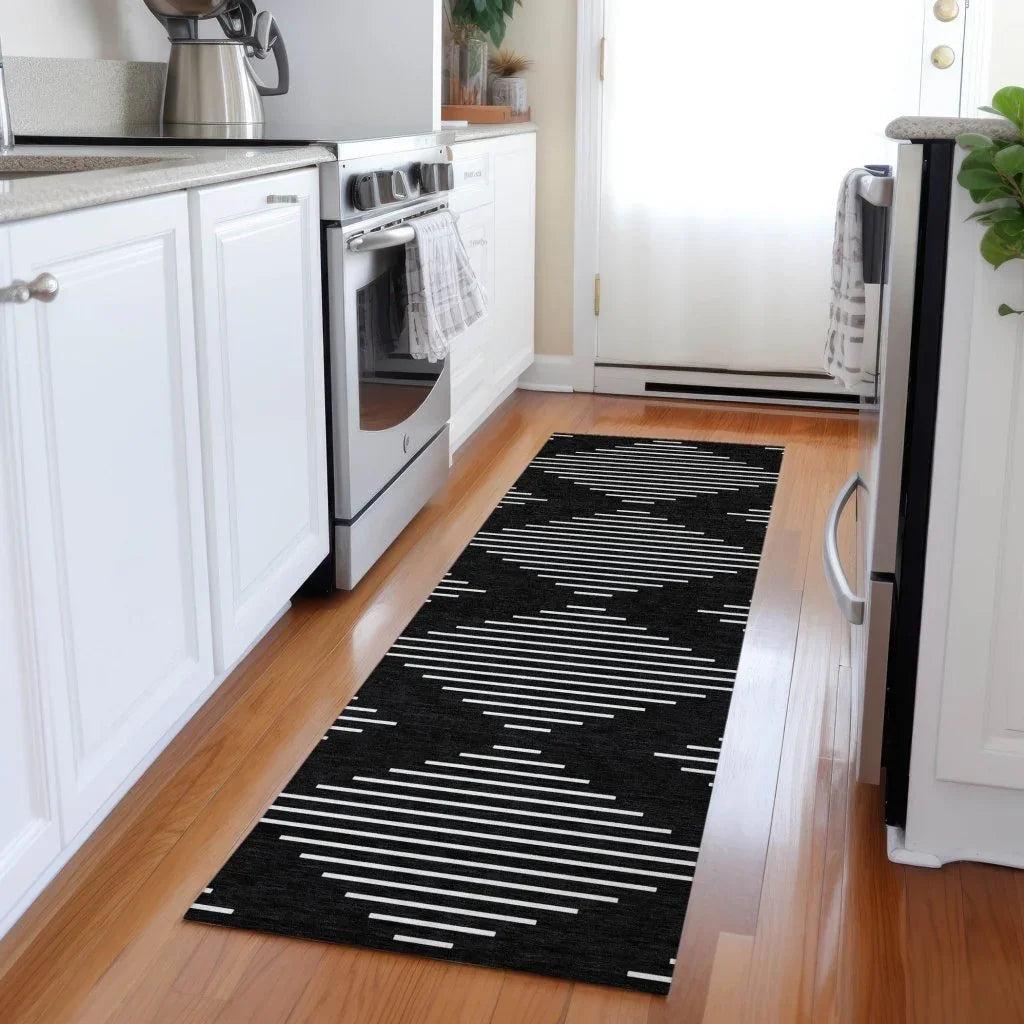 LOOMLAN Rugs Velina Black Washable Indoor-Outdoor Rug