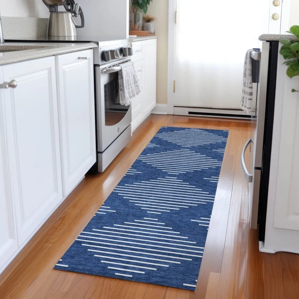 LOOMLAN Rugs Velina Blue Washable Indoor-Outdoor Rug