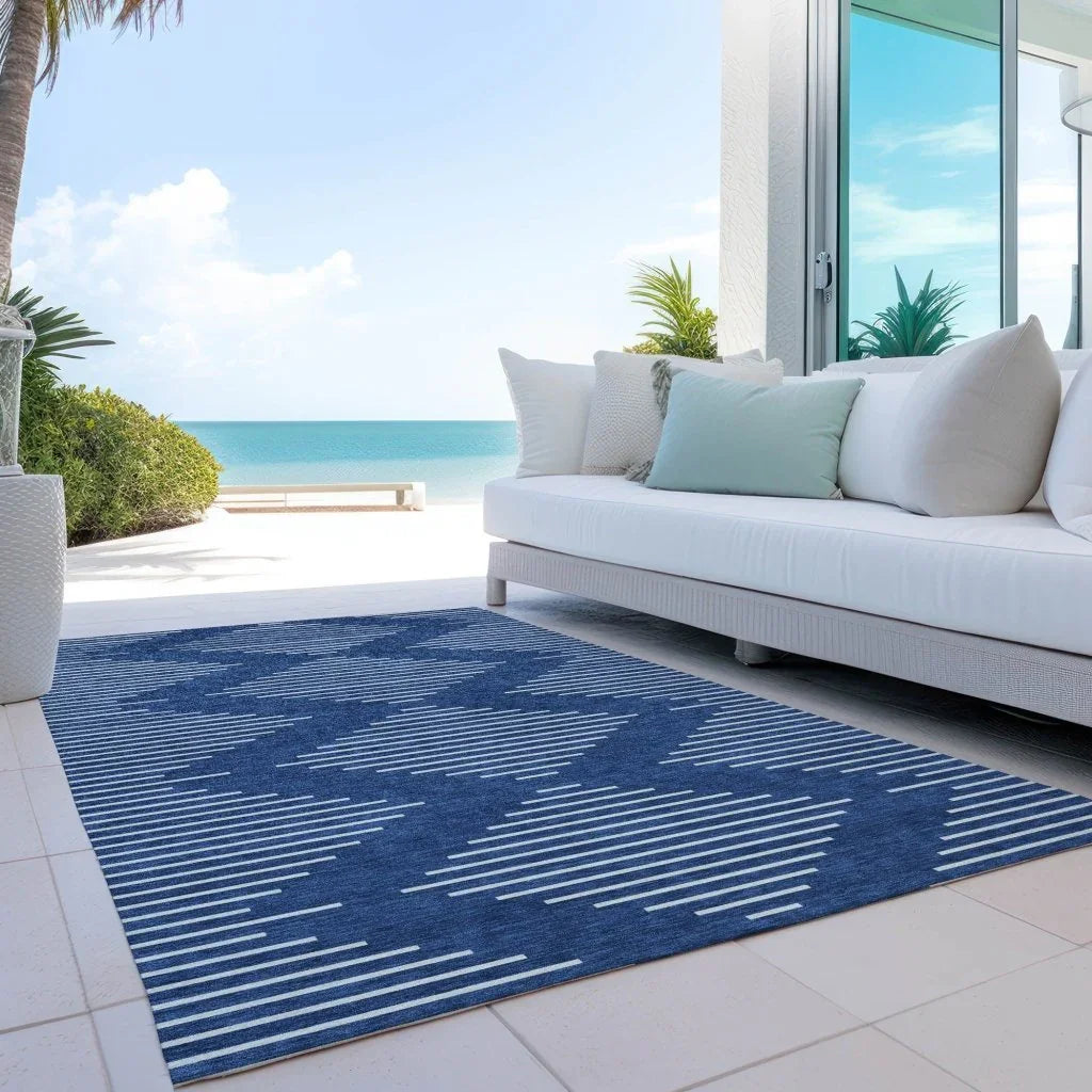 LOOMLAN Rugs Velina Blue Washable Indoor-Outdoor Rug