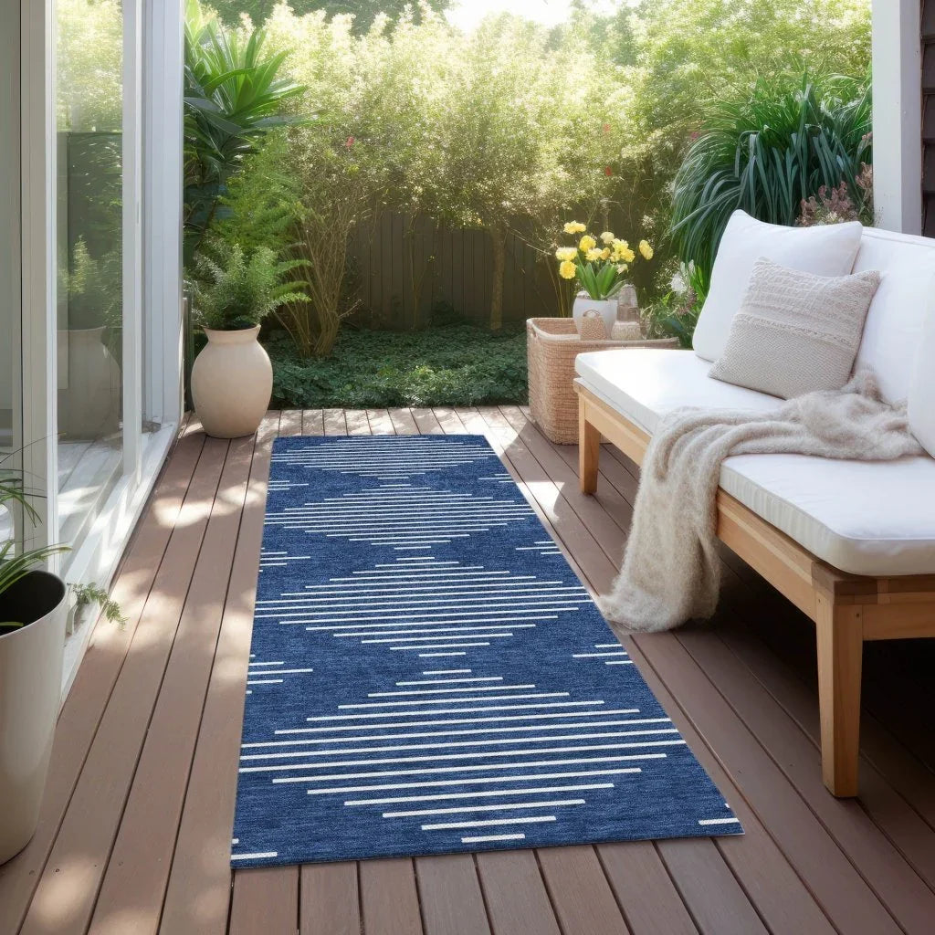 LOOMLAN Rugs Velina Blue Washable Indoor-Outdoor Rug