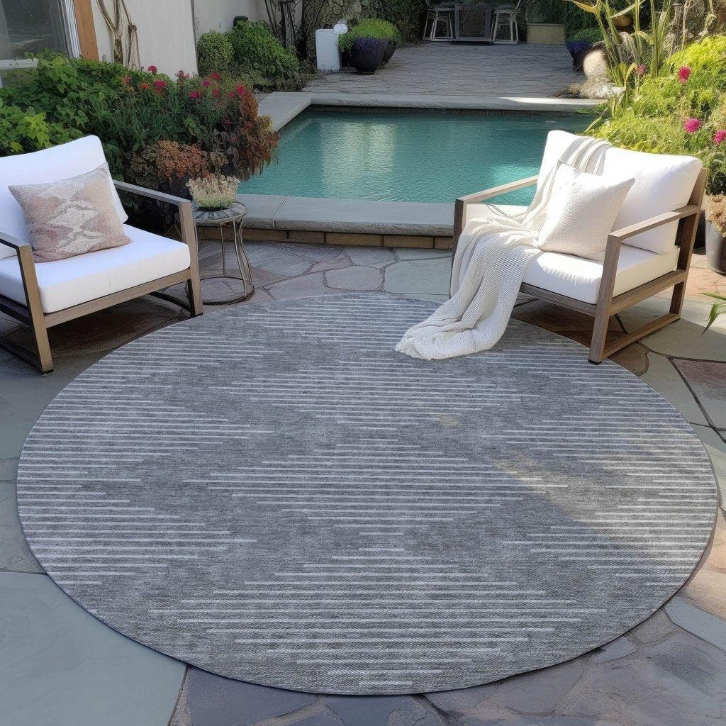 LOOMLAN Rugs Velina Charcoal Washable Indoor-Outdoor Rug