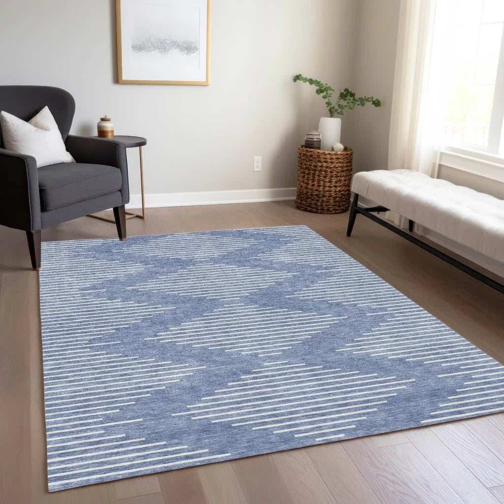 LOOMLAN Rugs Velina Denim Washable Indoor-Outdoor Rug