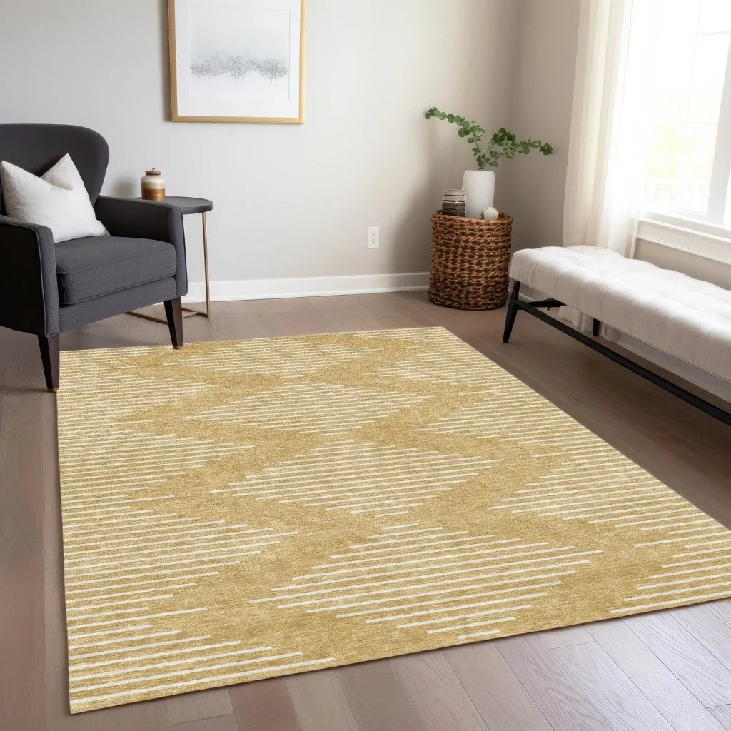 LOOMLAN Rugs Velina Gold Washable Indoor-Outdoor Rug